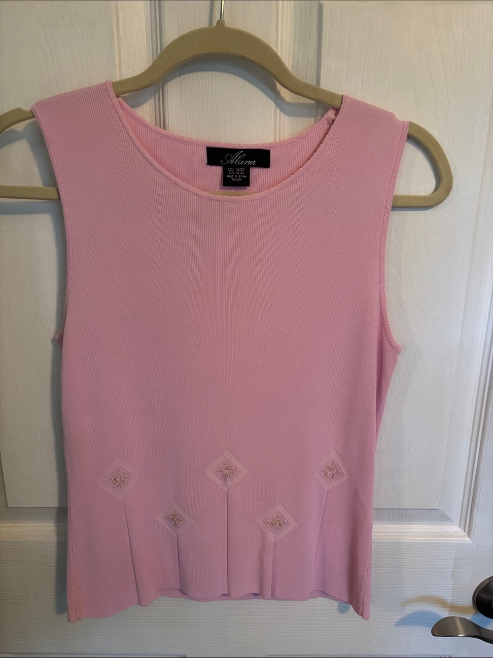 Pink Sleeveless Embellished Knit Dress